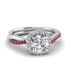 Halo Twist Pink Sapphire Ring