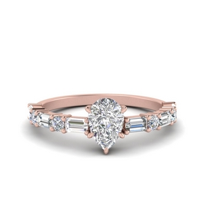 Teardrop Horizontal Baguette Diamond Ring
