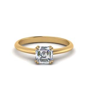 Tapered Asscher Diamond Solitaire Ring