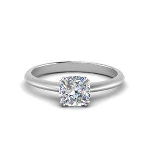 Tapered Solitaire Cushion Diamond Ring