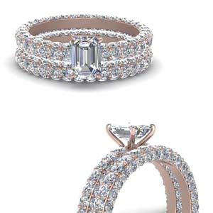 Emerald Cut Bridal Ring Set 