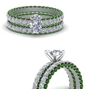 Oval Shaped Emerald Ring Sets