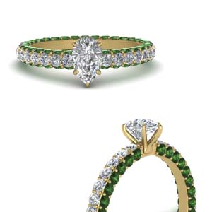 Pear Shaped Emerald Side Stone Rings