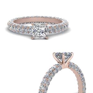 Princess Cut Side Stone Wedding Rings