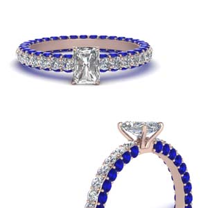 Radiant Cut Sapphire Side Stone Rings