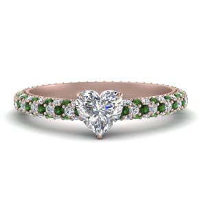 Heart Shaped Emerald Side Stone Rings