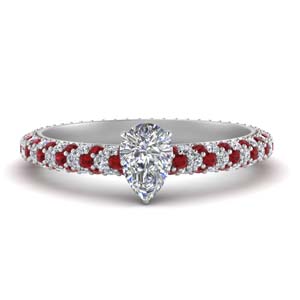 Pear Shaped Ruby Side Stone Rings