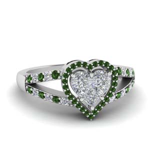 Heart Halo With Emerald Ring