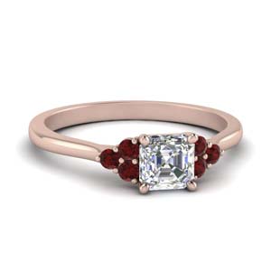 Asscher Diamond Rings With Ruby