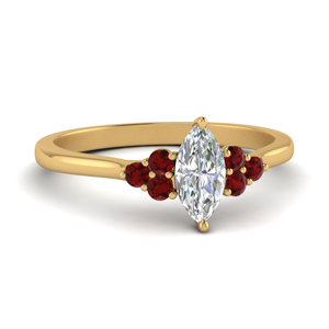 petite cathedral marquise cut diamond engagement ring with ruby in FD9275MQRGRUDR NL YG