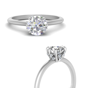 Hidden Diamonds 6 Prong Solitaire Ring White Gold