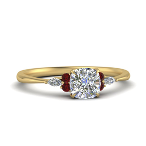 Marquise Accented Lab Diamond Ring With Ruby