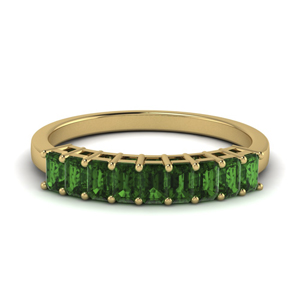 9 Stone Baguette Band With Emerald