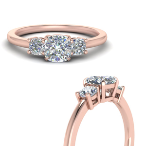 14k Rose Gold Three Stone Engagement Rings