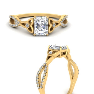 Gold Radiant Cut Side Stone Rings