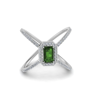 Emerald X Halo Ring