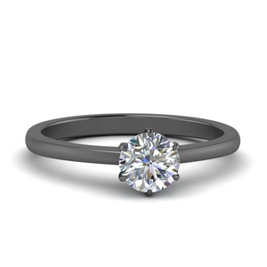 Black Gold 6 Prong Solitaire Ring