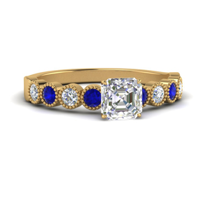Asscher Cut Vintage Sapphire Rings