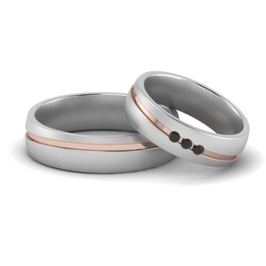 Two Tone Couple Band Rings
