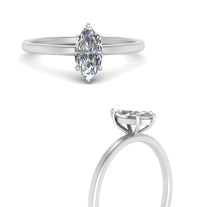 Marquise Cut Solitaire 18K White Gold Rings