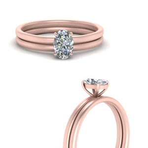 Rose Gold Oval Shaped Ring Sets