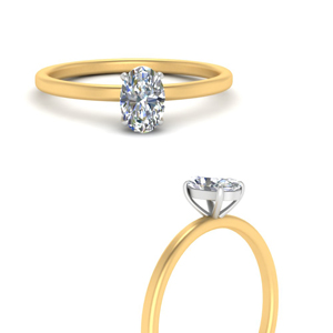 2 Tone Thin Band Solitaire Ring