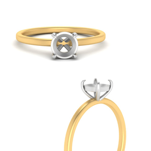 Semi Mount 2 Tone Thin Solitaire Ring