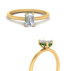 Emerald Cut Halo Rings With Emerald