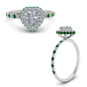 Emerald Halo Ring With Heart