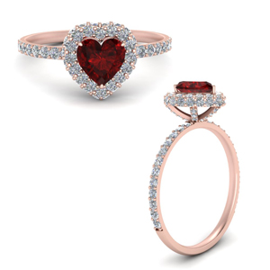 Delicate Ruby Halo Engagement Ring