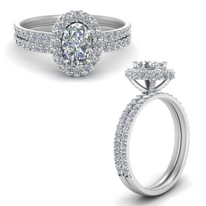 Halo Rollover Diamond Wedding Ring Set