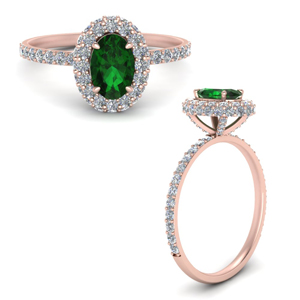 Thin Emerald Under Halo Ring