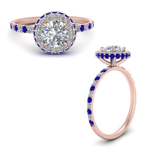 Halo Ring With Sapphire