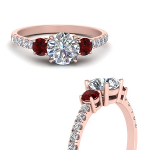 Three Stone Ring With Ruby