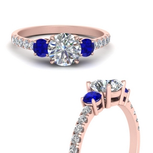 Sapphire Petite 3 Stone Engagement Ring