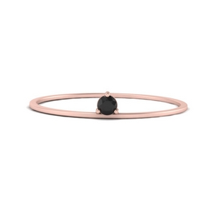 Round Thin Black Diamond Ring