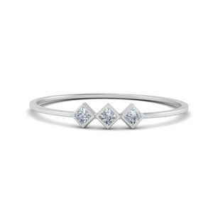 Princess 3 Stone Stackable Ring
