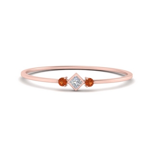 Orange Sapphire Thin Stacking Ring