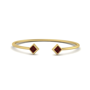 Cuff Band Square Ruby Stack Ring