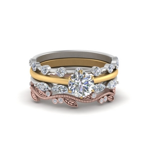 Stacked Wedding Bands With Solitaire Ring