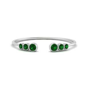Bezel Set Open Stacking Emerald Ring