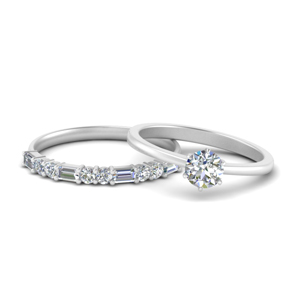 Solitaire Moissanite With Baguette Band
