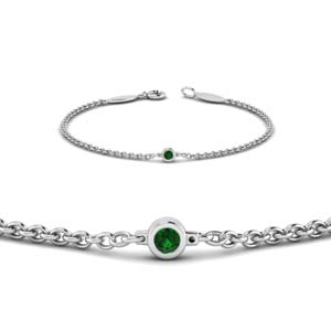 Single Emerald Chain Bracelet