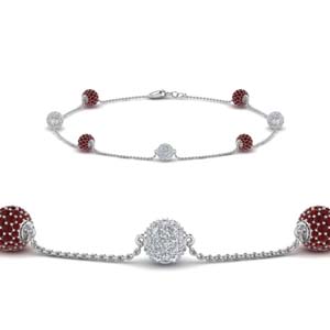 pave ball diamond bracelet with ruby in FDBRC8432GRUDR NL WG