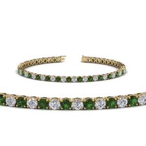 womens diamond tennis bracelet with emerald (5 carat) in FDBRC8638 5.5CTGEMGR NL YG