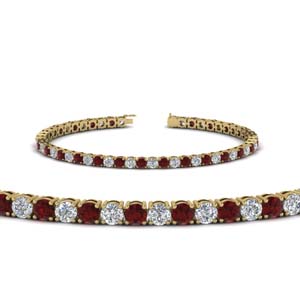 womens diamond tennis bracelet with ruby (5 carat) in FDBRC8638 5.5CTGRUDR NL YG