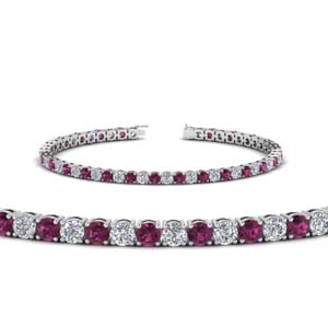 womens diamond tennis bracelet with pink sapphire (5 carat) in FDBRC8638 5.5CTGSADRPI NL WG