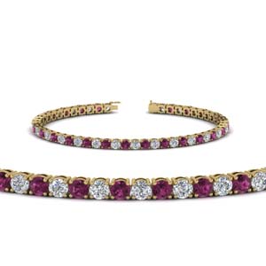 womens diamond tennis bracelet with pink sapphire (5 carat) in FDBRC8638 5.5CTGSADRPI NL YG