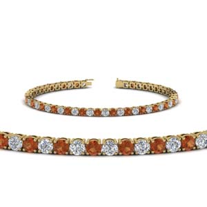 womens diamond tennis bracelet with orange sapphire (5 carat) in FDBRC8638 5.5CTGSAOR NL YG
