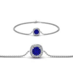 Halo Chain Bracelet With Sapphire